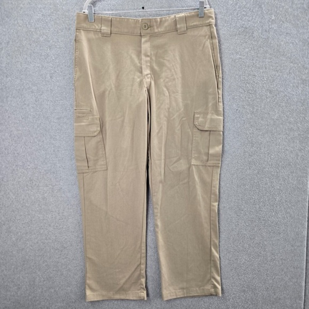 Dickies Men Pants 34x30 Beige Cargo‎ Pockets High Rise Polyester Cotton Workwear